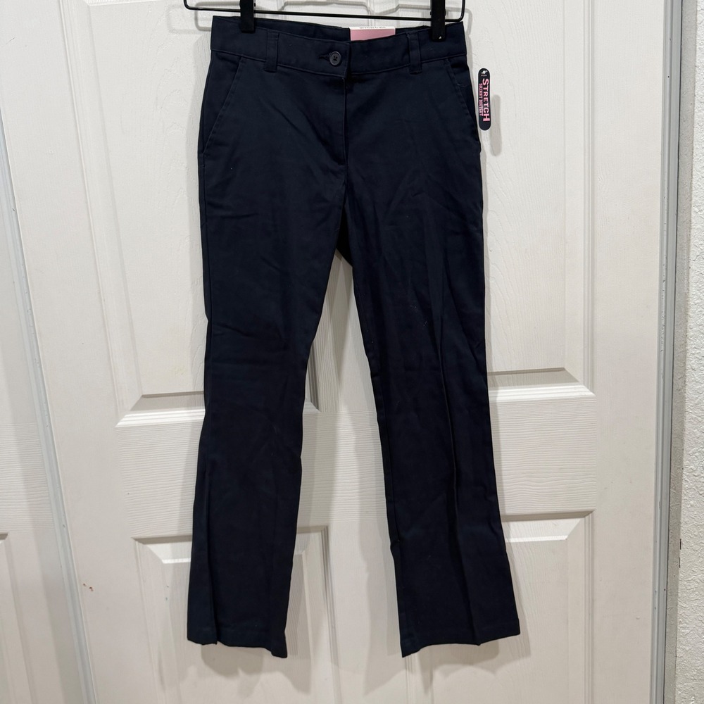 Chaps Boys Navy Blue Stretch Skinny Bootcut School Uniform Pants Size 12 Regular